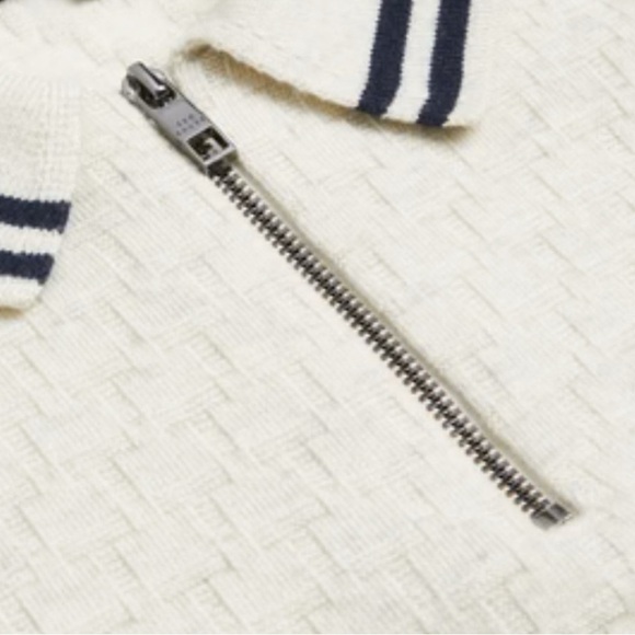 Ted Baker Mahani Textured T Knit Beige Zippered Short Sleeve Polo. Size XXL/6 - Picture 2 of 7